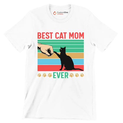 Best cat mom ever - Cat Themed T-Shirt-White-S-Custom One Express