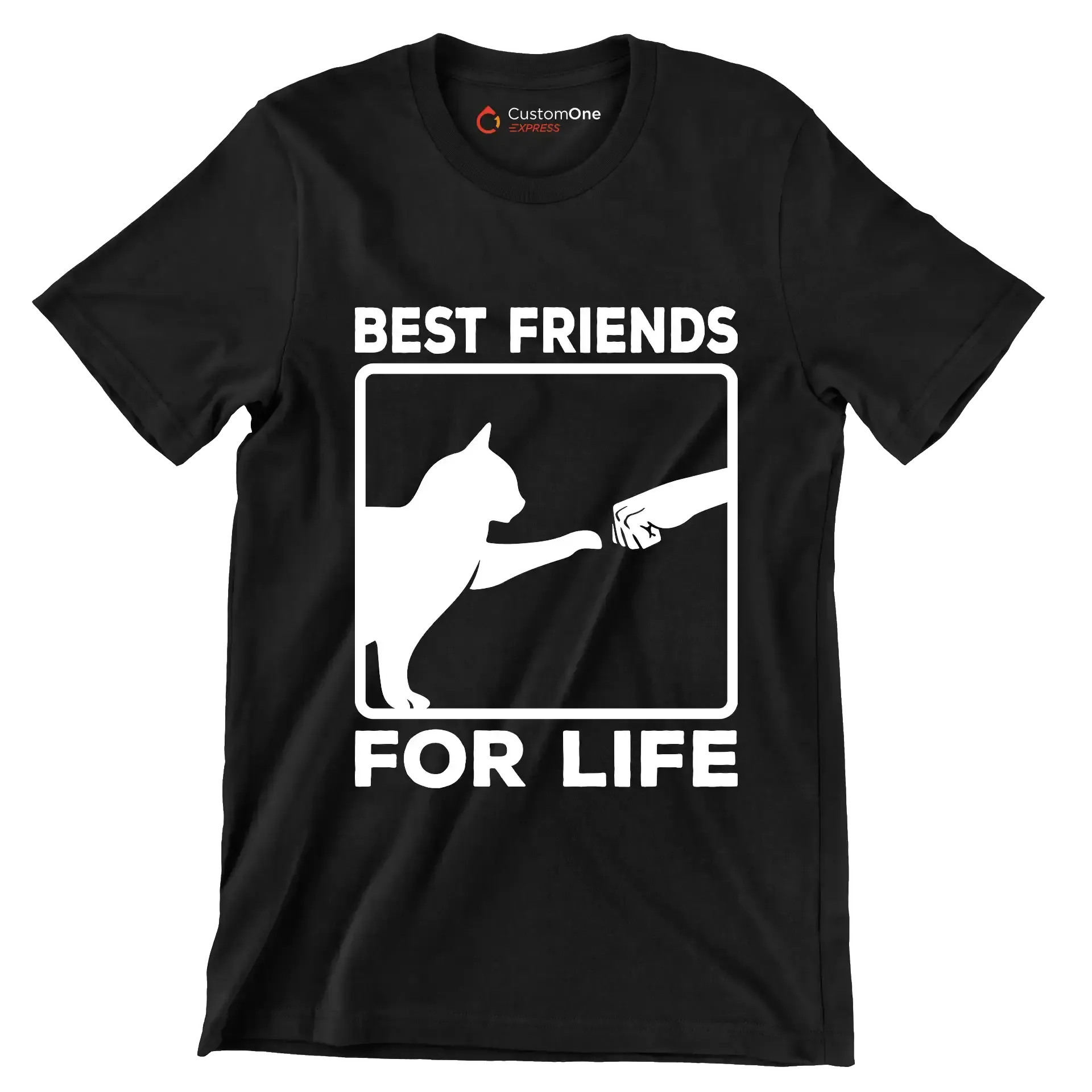 Best friends for life - Cat Themed T-Shirt-Black-S-Custom One Express