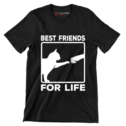 Best friends for life - Cat Themed T-Shirt-Black-S-Custom One Express