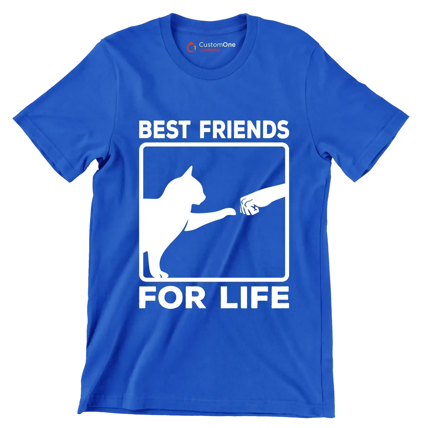 Best friends for life - Cat Themed T-Shirt-Blue-S-Custom One Express