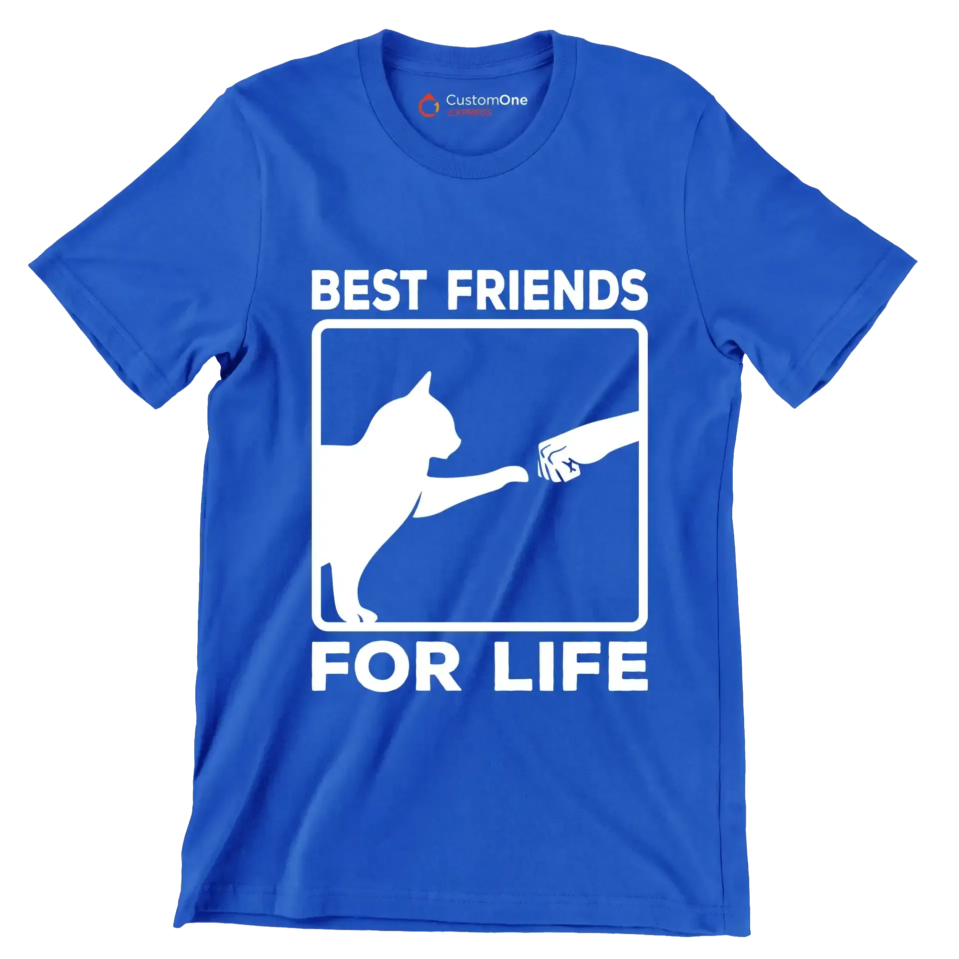 Best friends for life - Cat Themed T-Shirt-Blue-S-Custom One Express