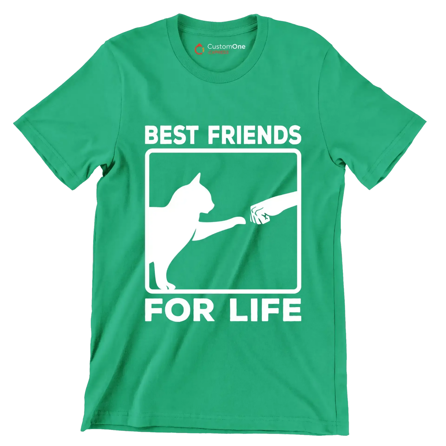 Best friends for life - Cat Themed T-Shirt-Green-S-Custom One Express