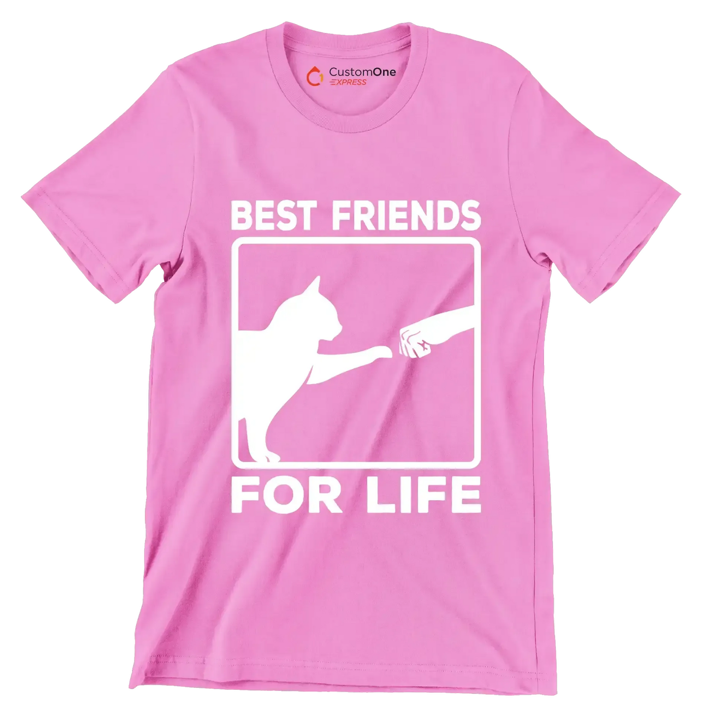 Best friends for life - Cat Themed T-Shirt-Pink-S-Custom One Express