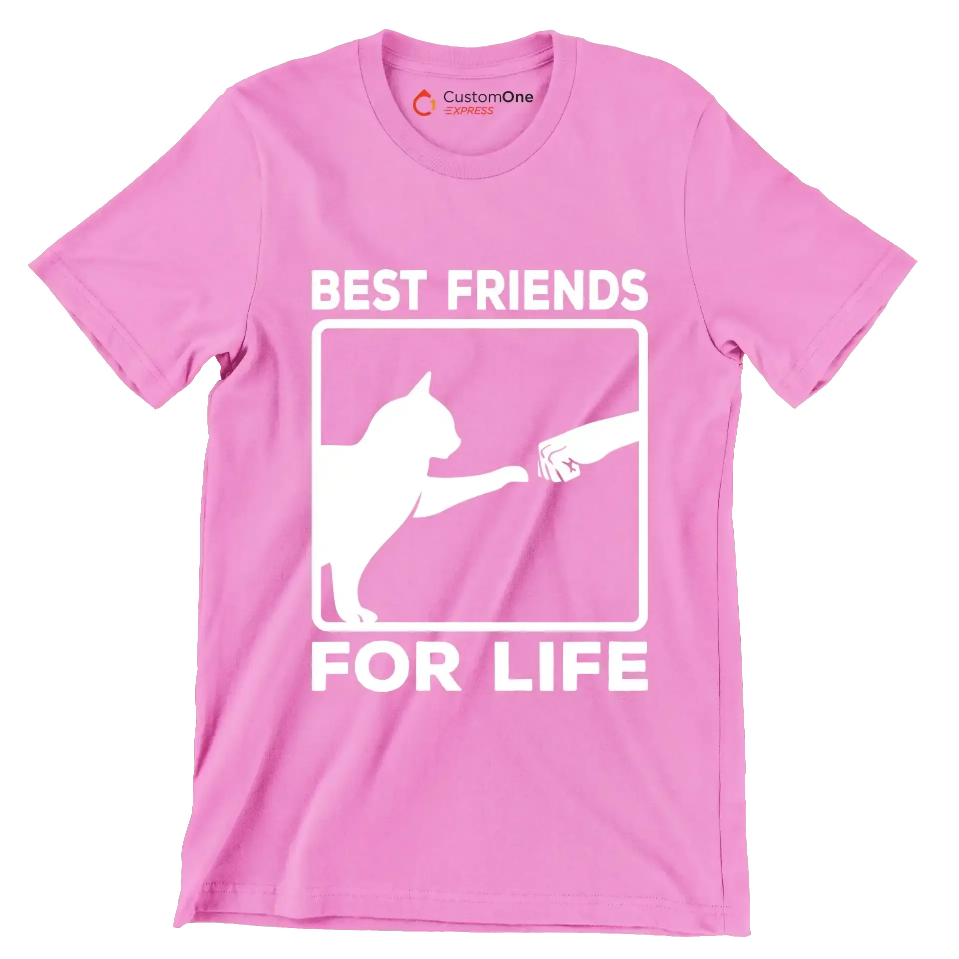 Best friends for life - Cat Themed T-Shirt-Pink-S-Custom One Express