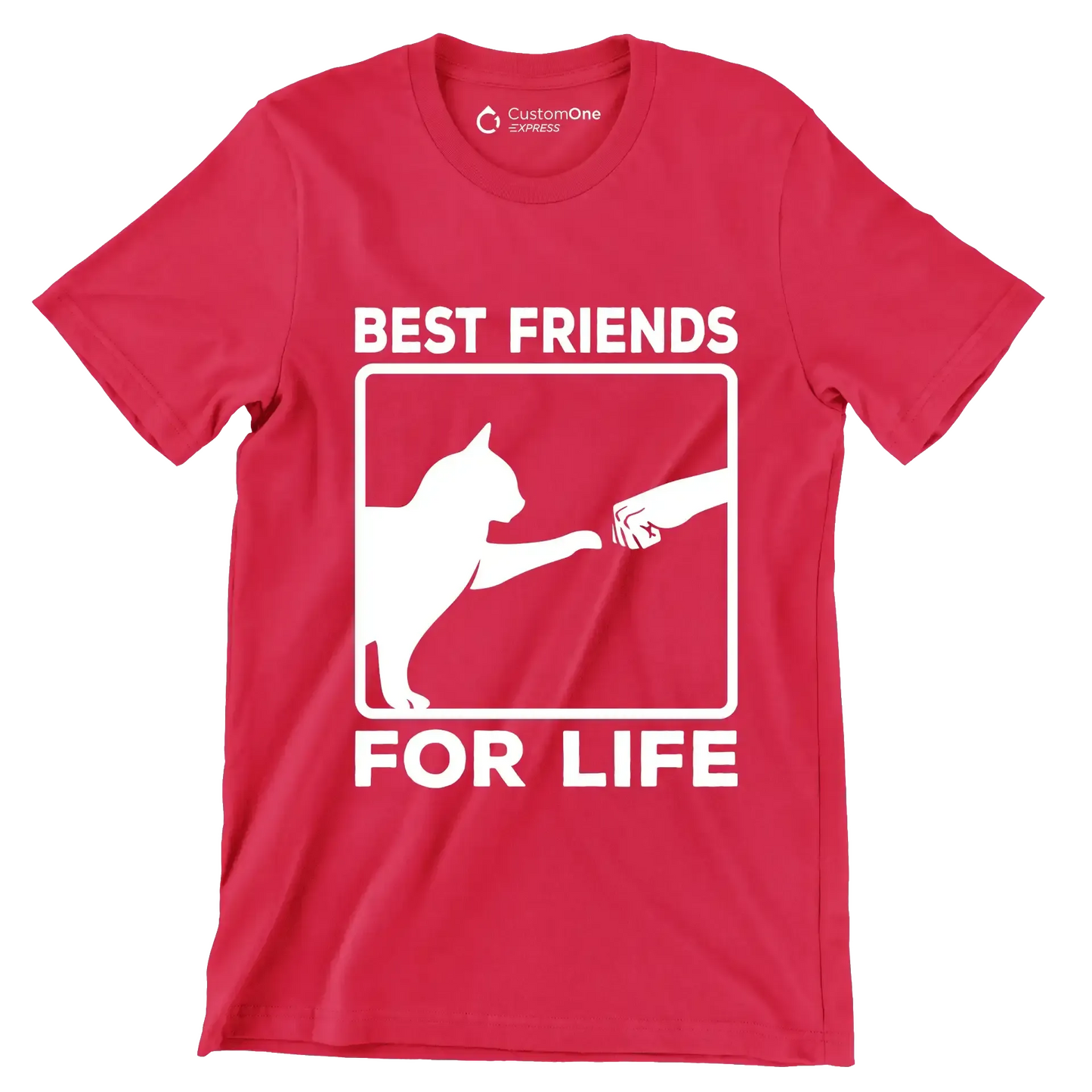 Best friends for life - Cat Themed T-Shirt-Red-S-Custom One Express