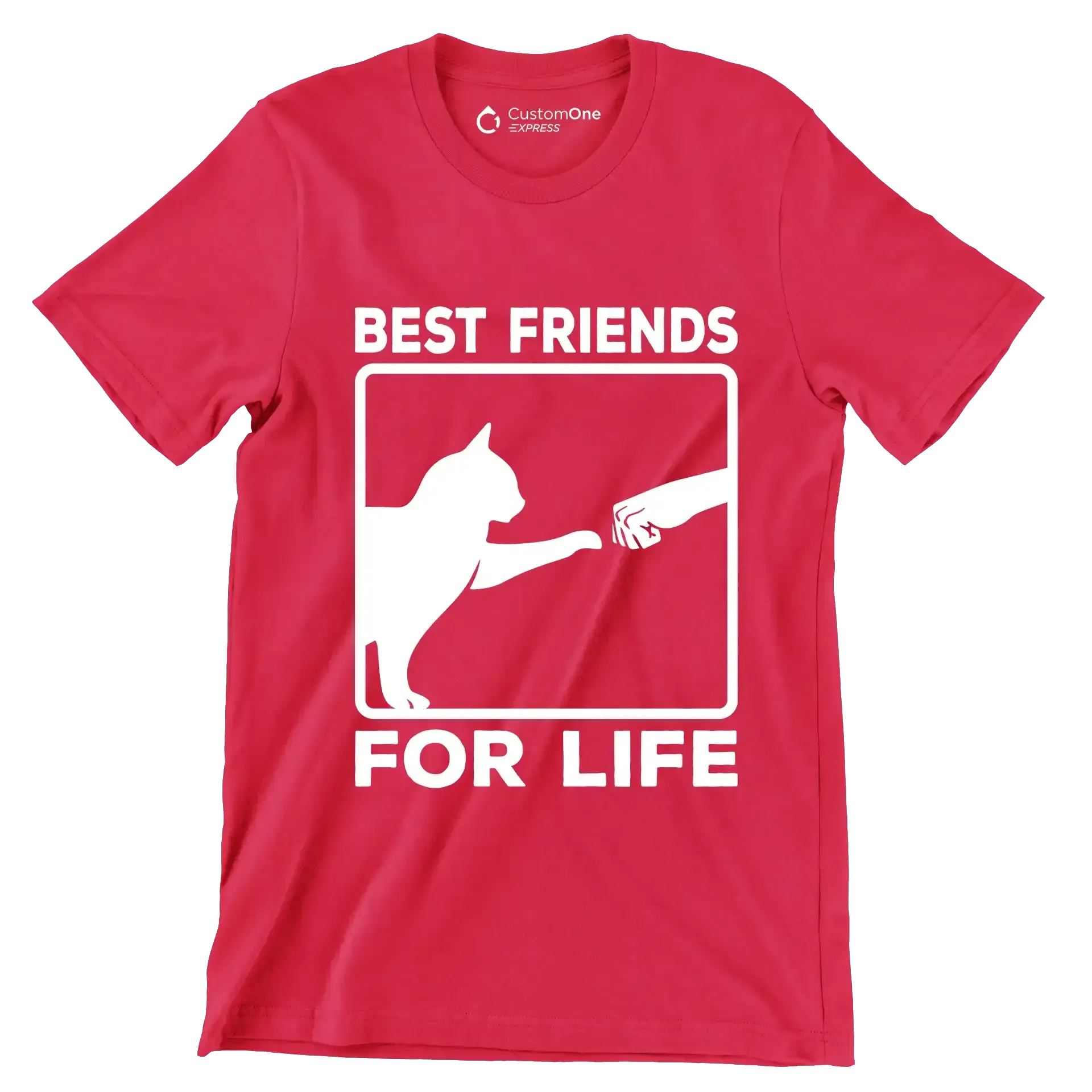 Best friends for life - Cat Themed T-Shirt-Red-S-Custom One Express