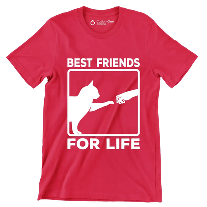 Best friends for life - Cat Themed T-Shirt-Red-S-Custom One Express