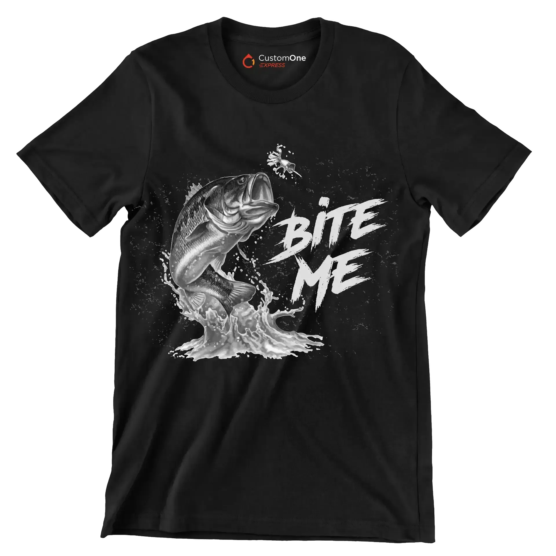 Bite me - Fishing Themed T-Shirt-Black-S-Custom One Express