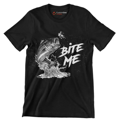 Bite me - Fishing Themed T-Shirt-Black-S-Custom One Express