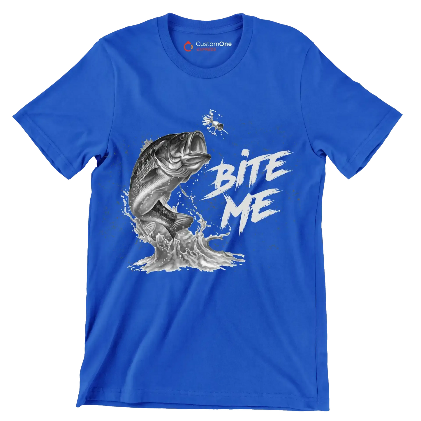 Bite me - Fishing Themed T-Shirt-Blue-S-Custom One Express
