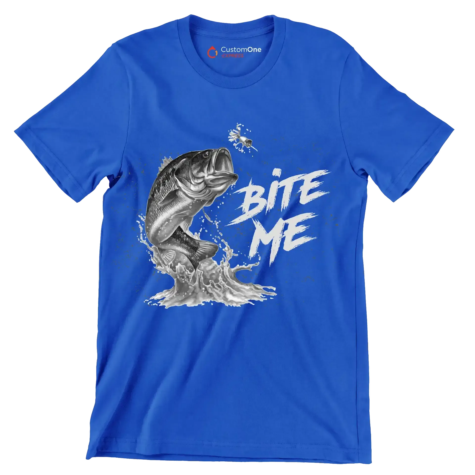 Bite me - Fishing Themed T-Shirt-Blue-S-Custom One Express