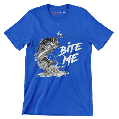 Bite me - Fishing Themed T-Shirt-Blue-S-Custom One Express