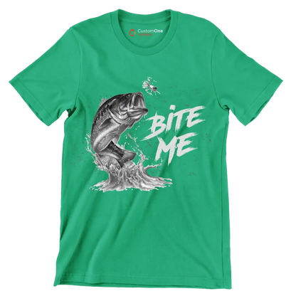 Bite me - Fishing Themed T-Shirt-Green-S-Custom One Express