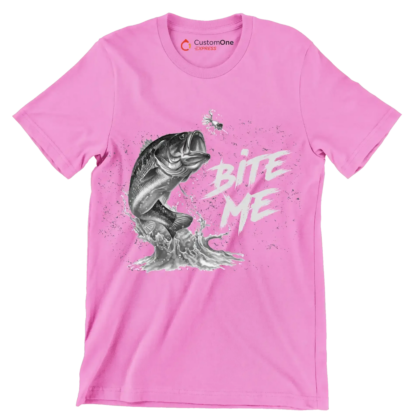 Bite me - Fishing Themed T-Shirt-Pink-S-Custom One Express