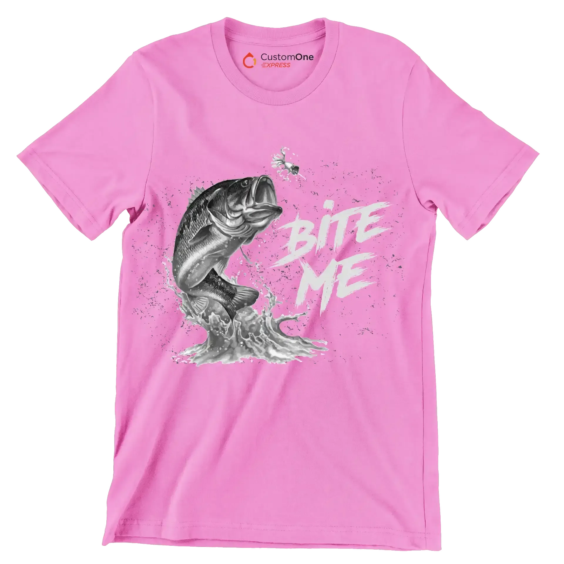 Bite me - Fishing Themed T-Shirt-Pink-S-Custom One Express