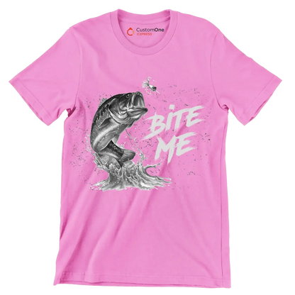 Bite me - Fishing Themed T-Shirt-Pink-S-Custom One Express