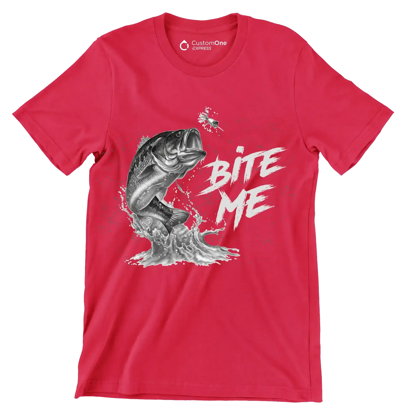 Bite me - Fishing Themed T-Shirt-Red-S-Custom One Express