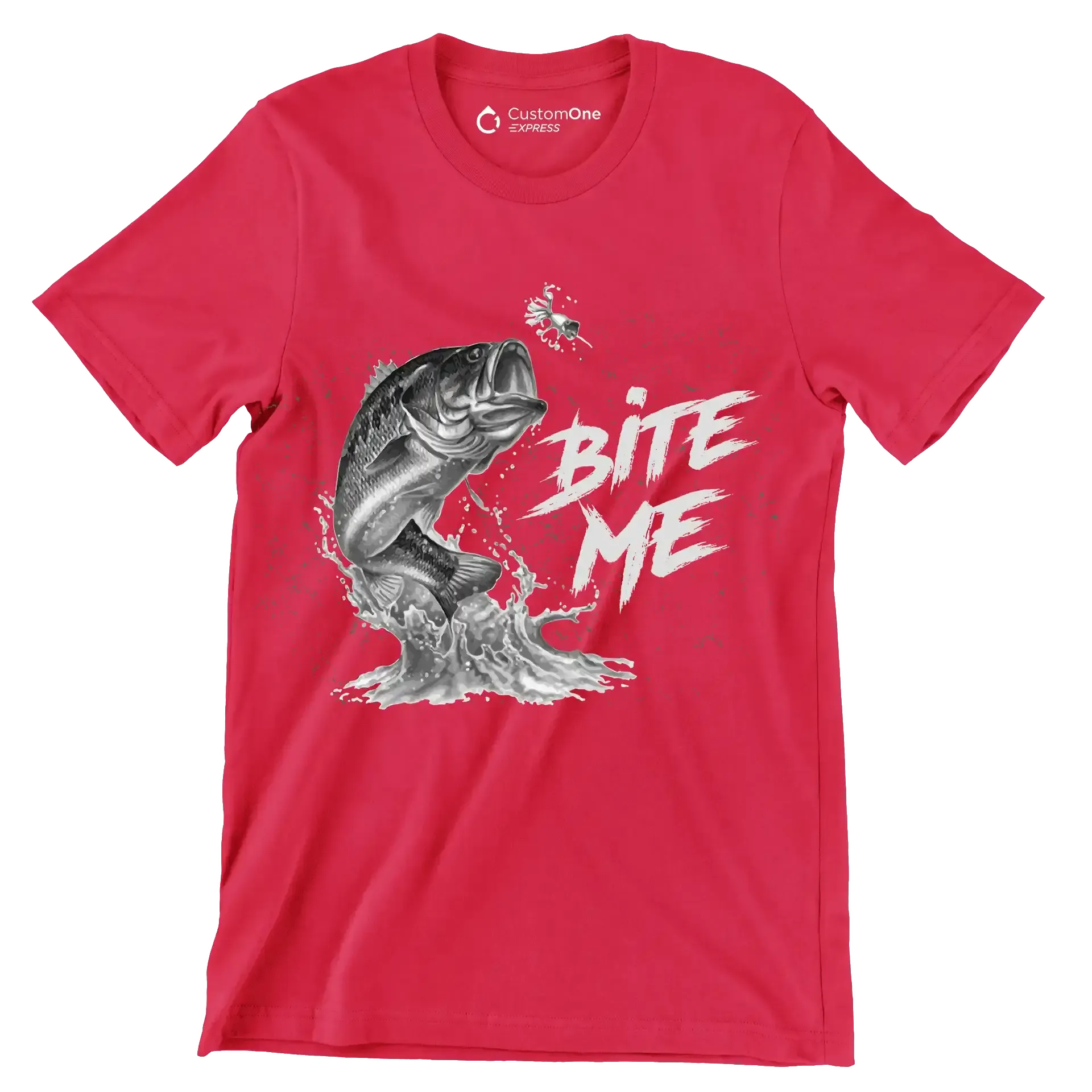 Bite me - Fishing Themed T-Shirt-Red-S-Custom One Express