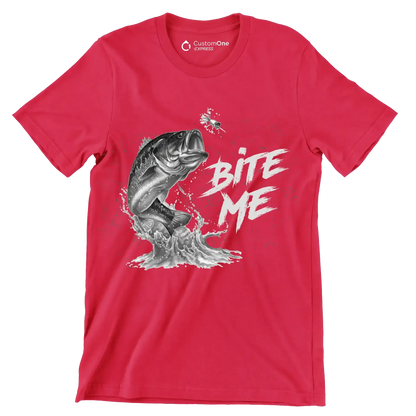 Bite me - Fishing Themed T-Shirt-Red-S-Custom One Express