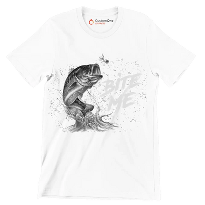 Bite me - Fishing Themed T-Shirt-White-S-Custom One Express
