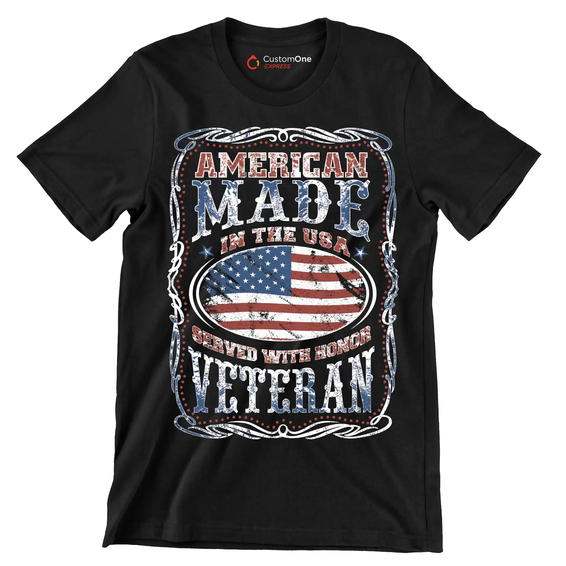 AMERICAN MADE IN THE USA SERVED WITH HONOR VETERAN.png - Veterans Themed T-Shirt