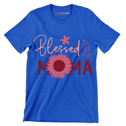Blessed Moma - Mother’s Day T-Shirt-Blue-S-Custom One Express