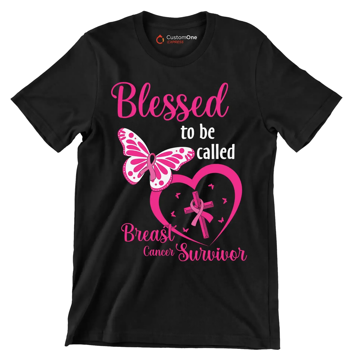 Blessed to be called Breast Cancer Surviver - Breast Cancer Awareness T-Shirt-Black-S-Custom One Express