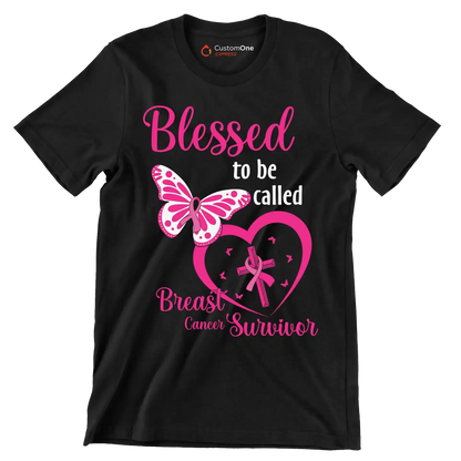 Blessed to be called Breast Cancer Surviver - Breast Cancer Awareness T-Shirt-Black-S-Custom One Express