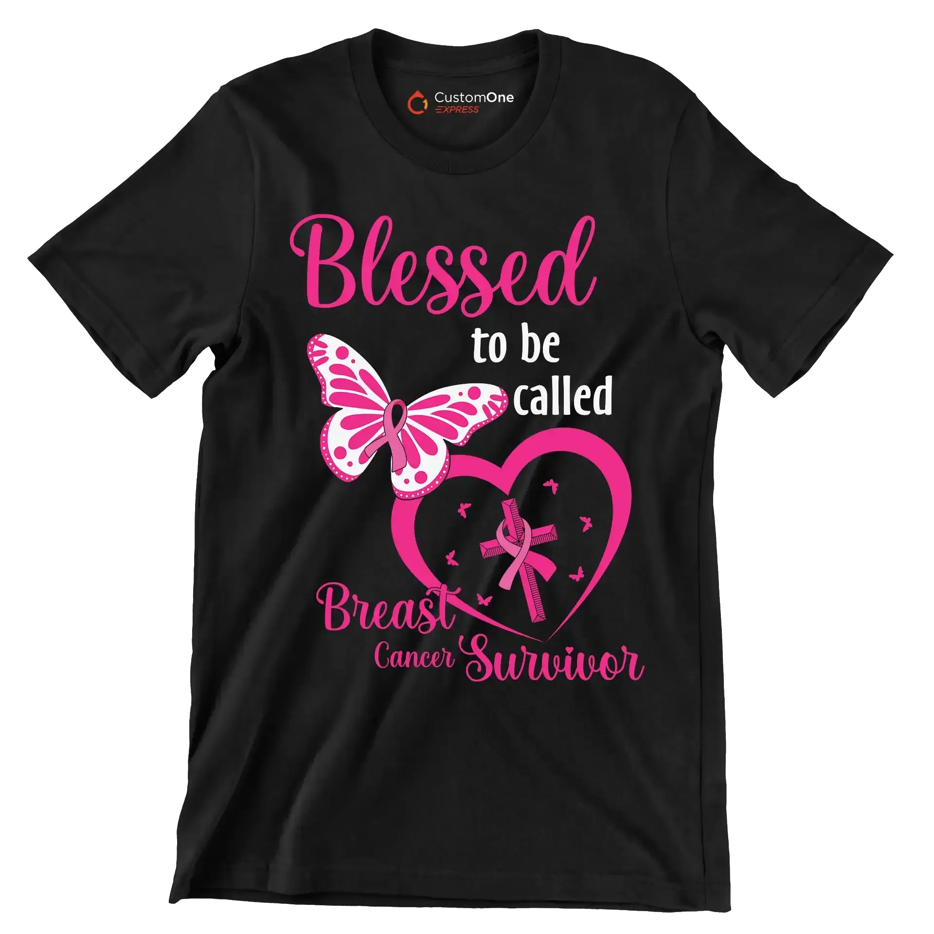 Blessed to be called Breast Cancer Surviver - Breast Cancer Awareness T-Shirt-Black-S-Custom One Express