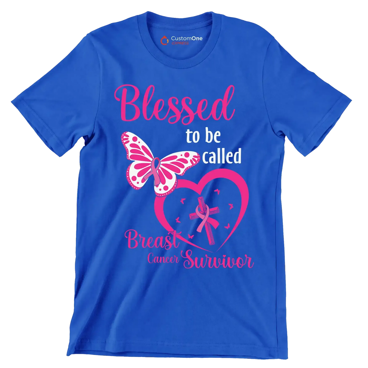Blessed to be called Breast Cancer Surviver - Breast Cancer Awareness T-Shirt-Blue-S-Custom One Express