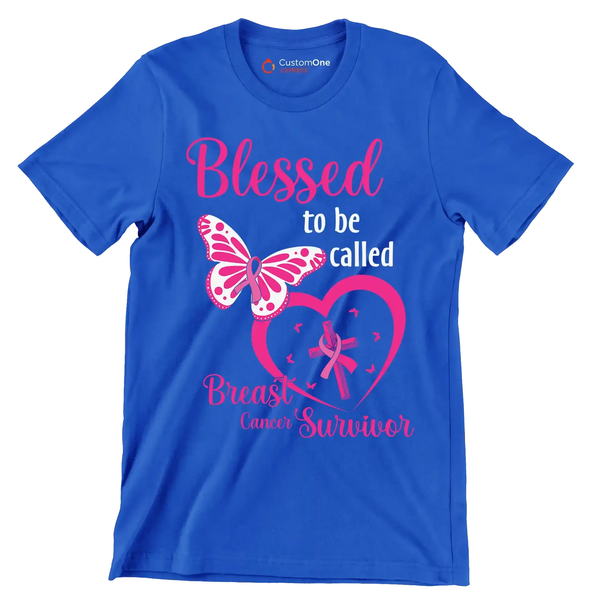 Blessed to be called Breast Cancer Surviver - Breast Cancer Awareness T-Shirt-Blue-S-Custom One Express