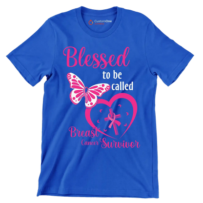Blessed to be called Breast Cancer Surviver - Breast Cancer Awareness T-Shirt-Blue-S-Custom One Express