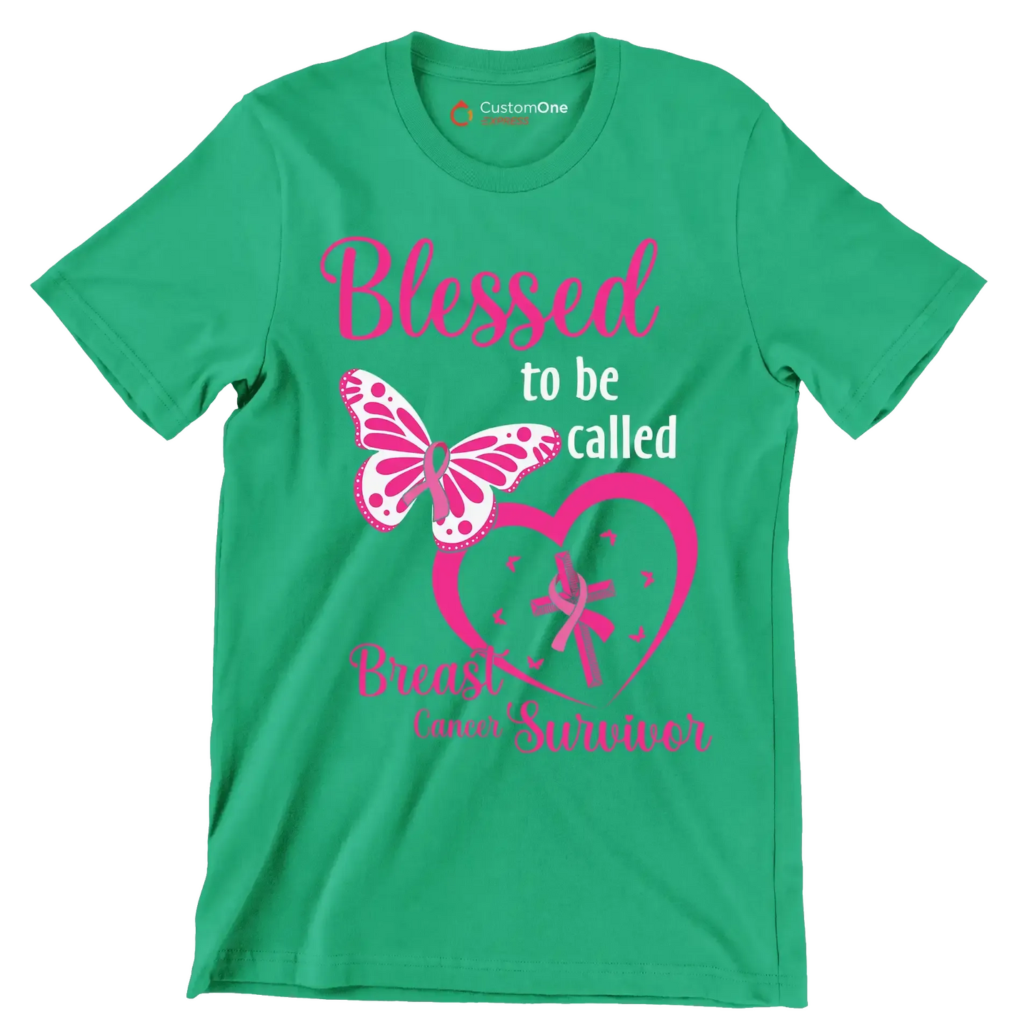 Blessed to be called Breast Cancer Surviver - Breast Cancer Awareness T-Shirt-Green-S-Custom One Express