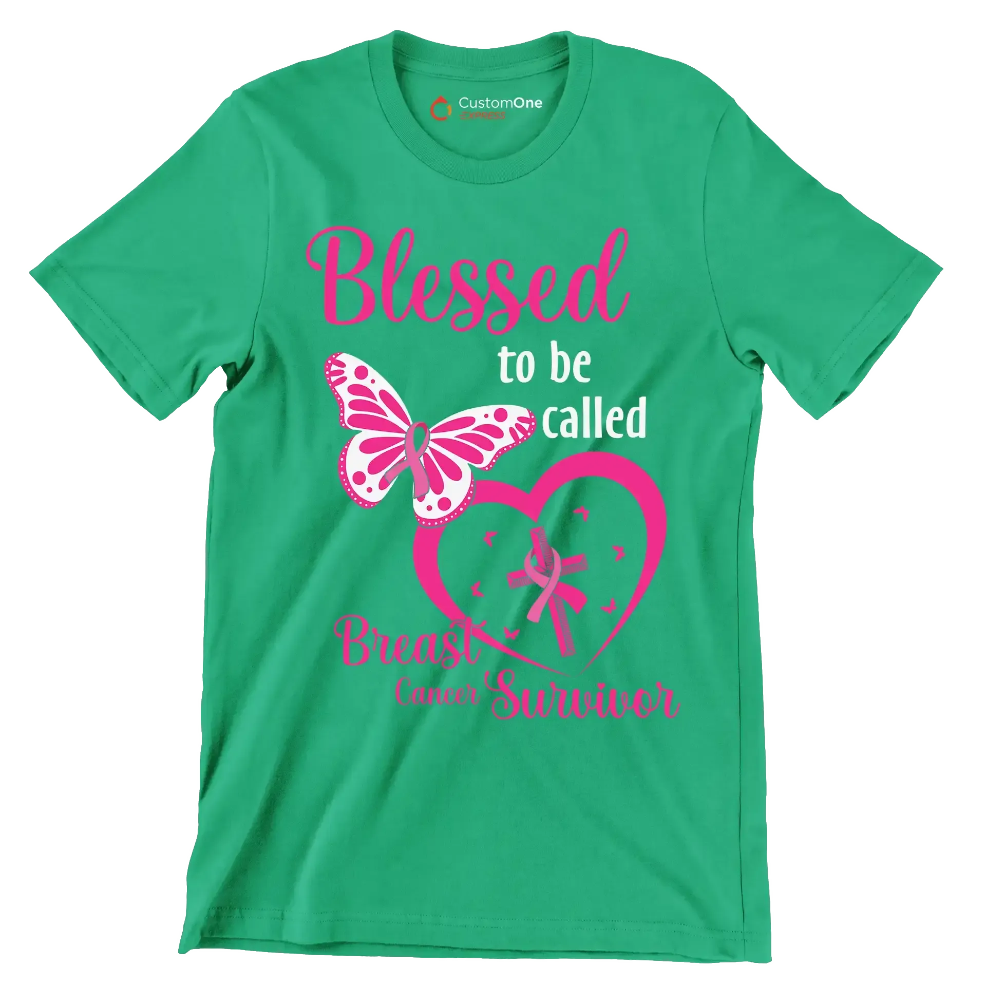 Blessed to be called Breast Cancer Surviver - Breast Cancer Awareness T-Shirt-Green-S-Custom One Express