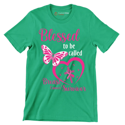 Blessed to be called Breast Cancer Surviver - Breast Cancer Awareness T-Shirt-Green-S-Custom One Express