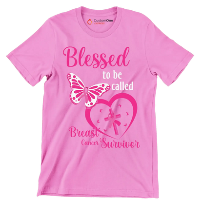 Blessed to be called Breast Cancer Surviver - Breast Cancer Awareness T-Shirt-Pink-S-Custom One Express