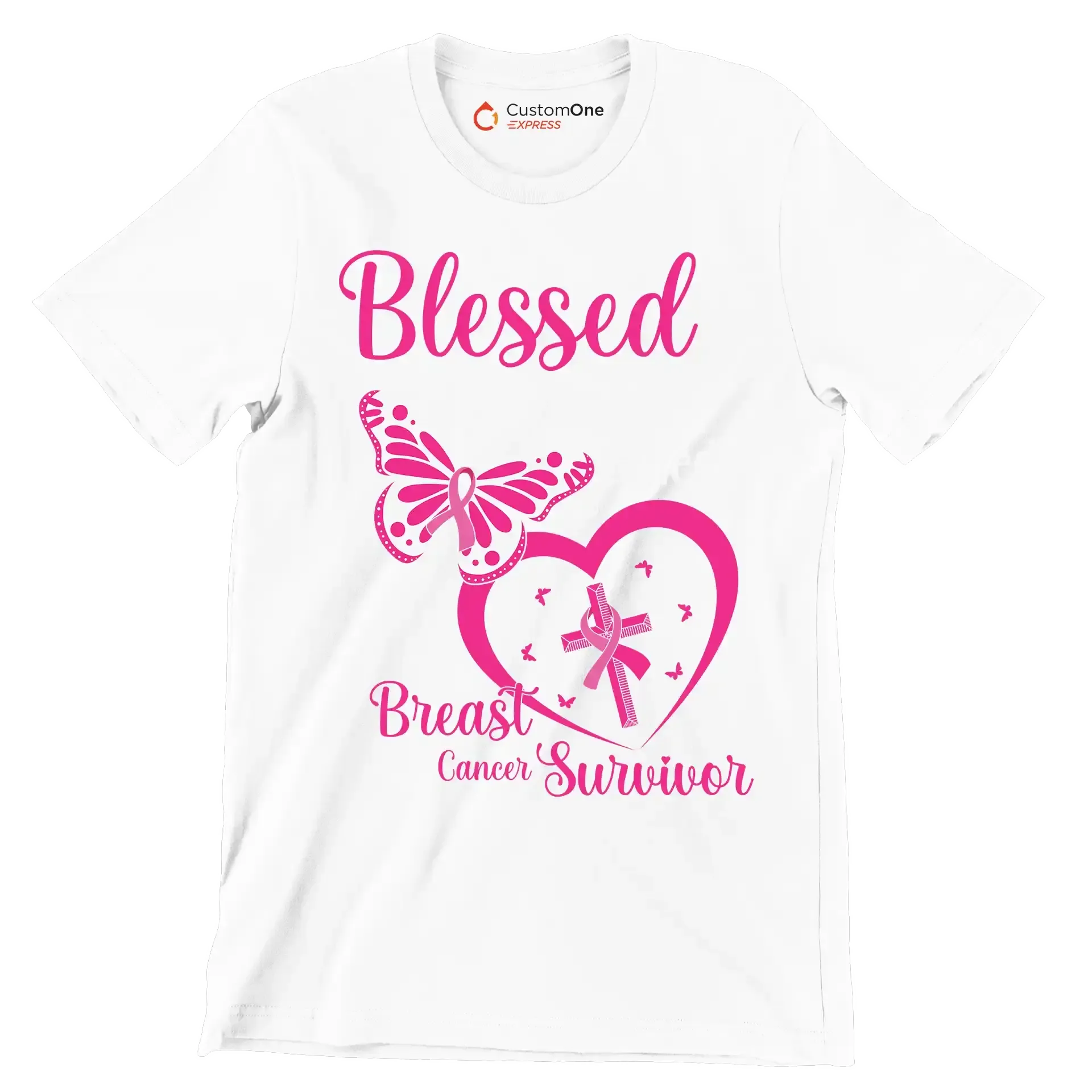 Blessed to be called Breast Cancer Surviver - Breast Cancer Awareness T-Shirt-White-S-Custom One Express