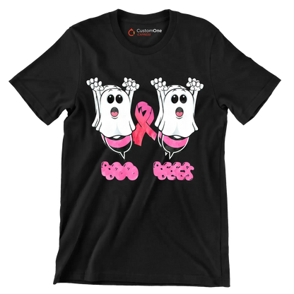 Boo Bees - Breast Cancer Awareness T-Shirt-Black-S-Custom One Express