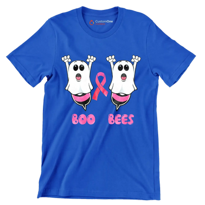 Boo Bees - Breast Cancer Awareness T-Shirt-Blue-S-Custom One Express