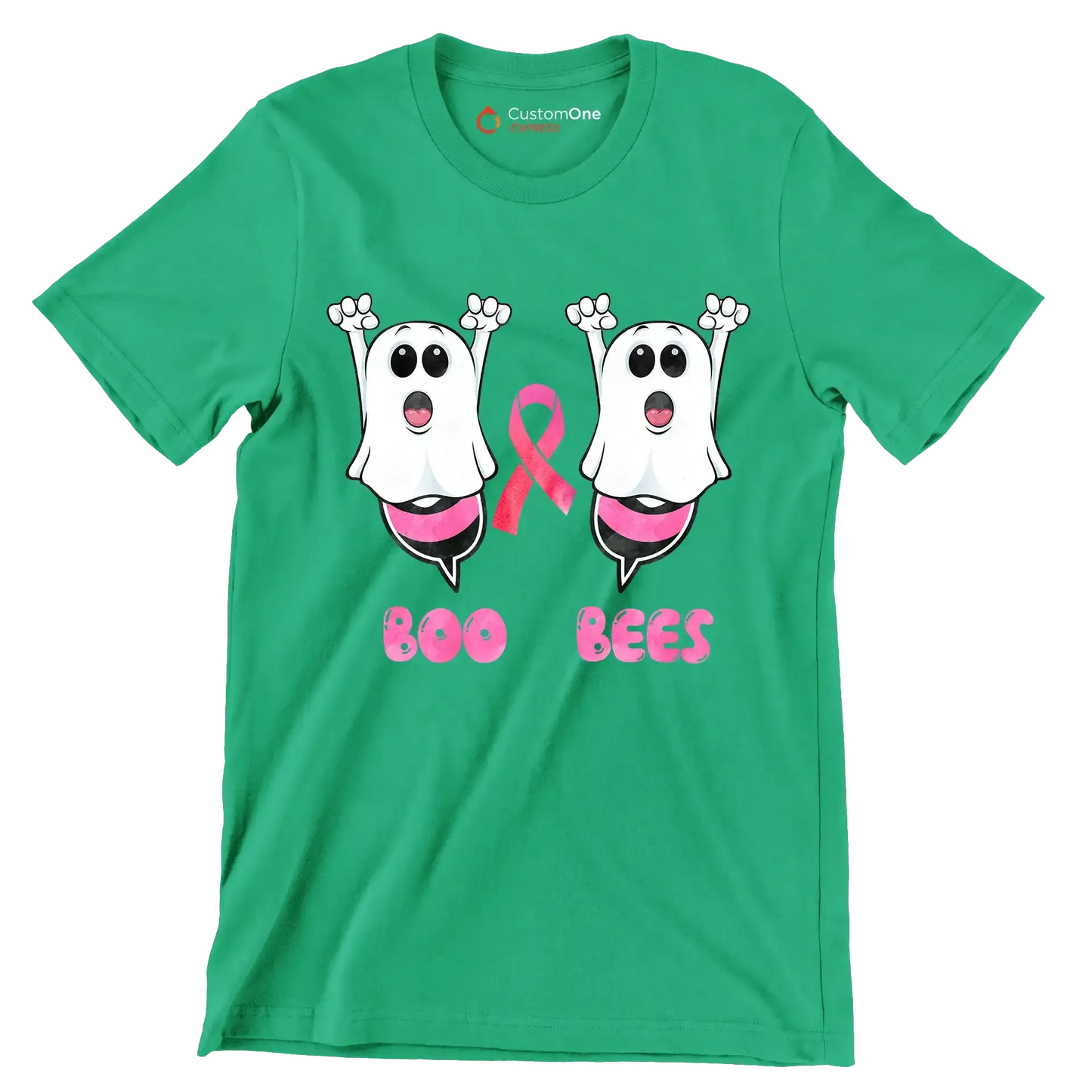 Boo Bees - Breast Cancer Awareness T-Shirt-Green-S-Custom One Express