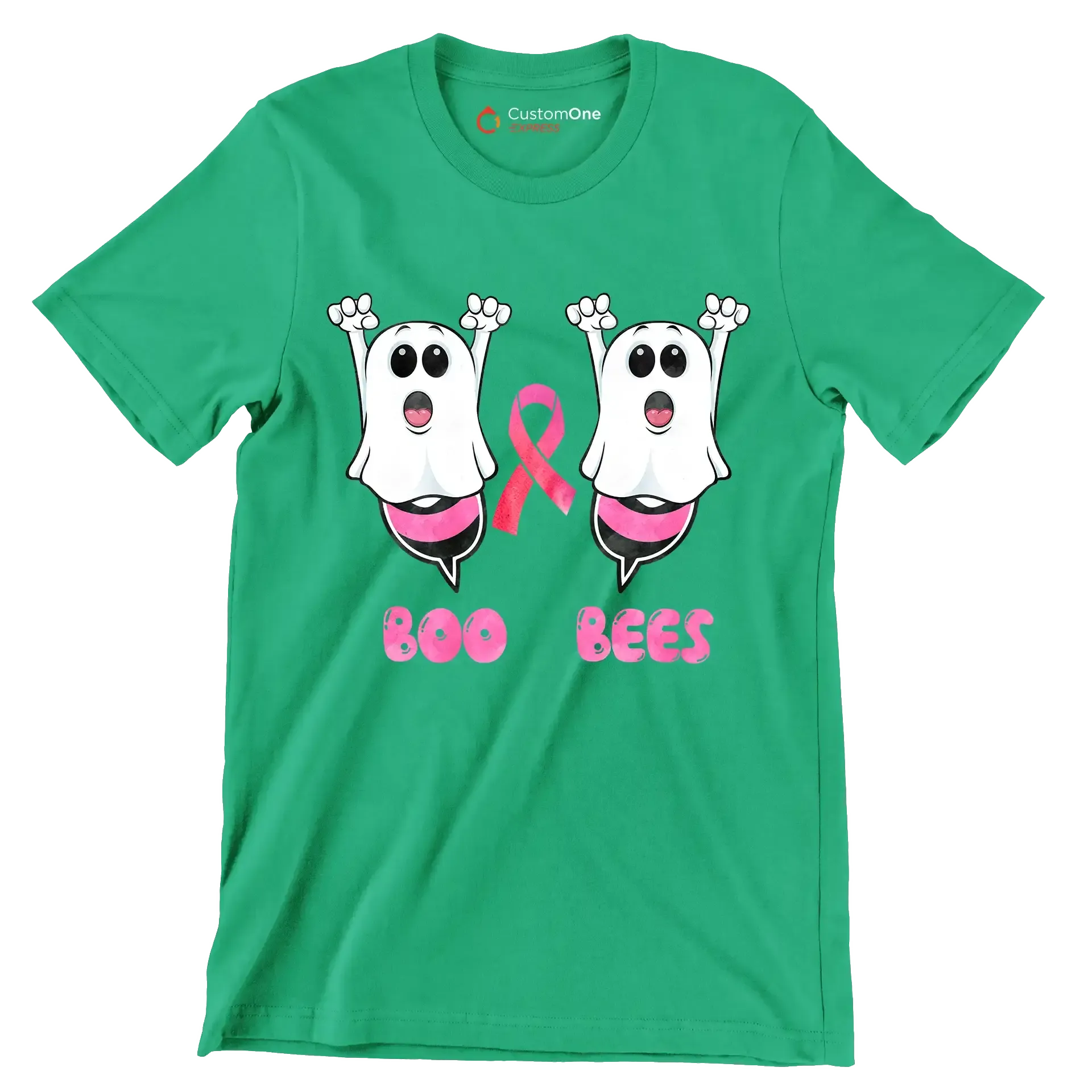 Boo Bees - Breast Cancer Awareness T-Shirt-Green-S-Custom One Express
