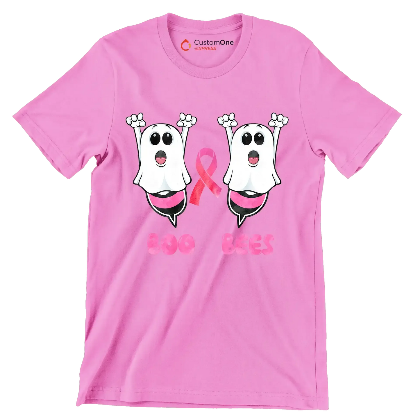 Boo Bees - Breast Cancer Awareness T-Shirt-Pink-S-Custom One Express