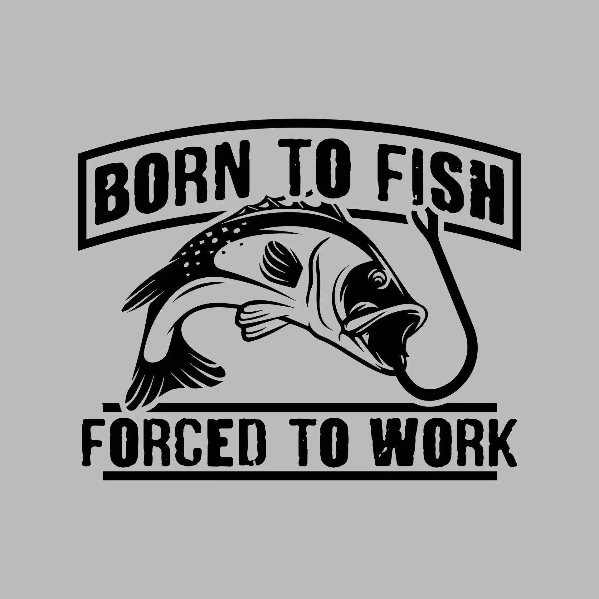 Born to fish forced to work - Fishing Themed T-Shirt-Blue-S-Custom One Express