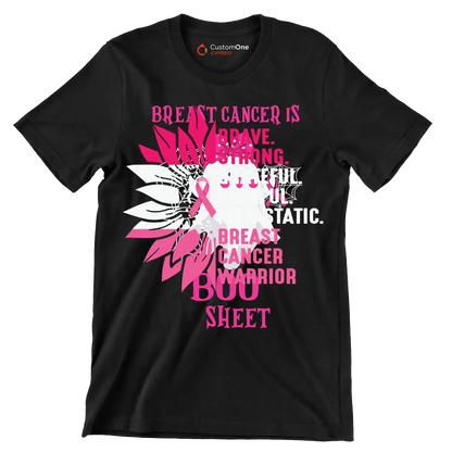 Breast Cancer BOO Sheet - Breast Cancer Awareness T-Shirt-Black-S-Custom One Express