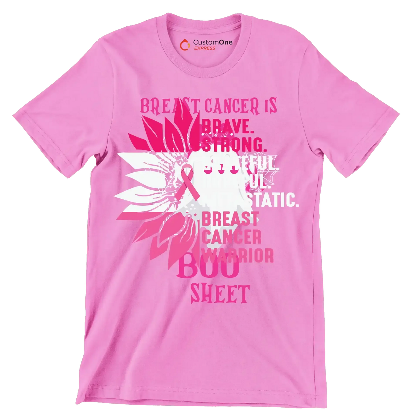 Breast Cancer BOO Sheet - Breast Cancer Awareness T-Shirt-Pink-S-Custom One Express