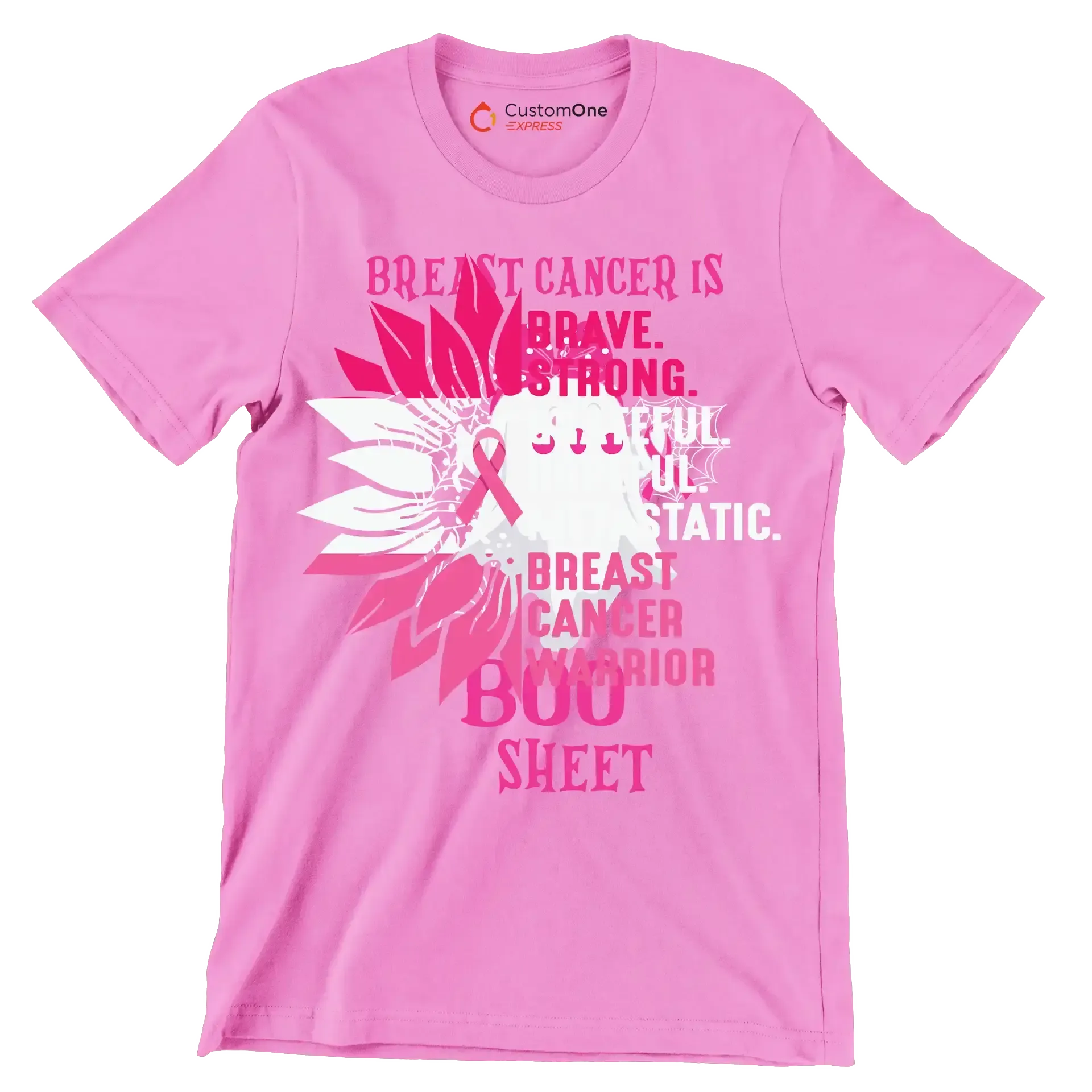 Breast Cancer BOO Sheet - Breast Cancer Awareness T-Shirt-Pink-S-Custom One Express