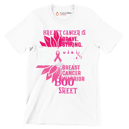 Breast Cancer BOO Sheet - Breast Cancer Awareness T-Shirt-White-S-Custom One Express