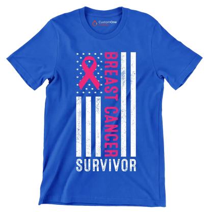 Breast Cancer Survivor - Breast Cancer Awareness T-Shirt-Blue-S-Custom One Express
