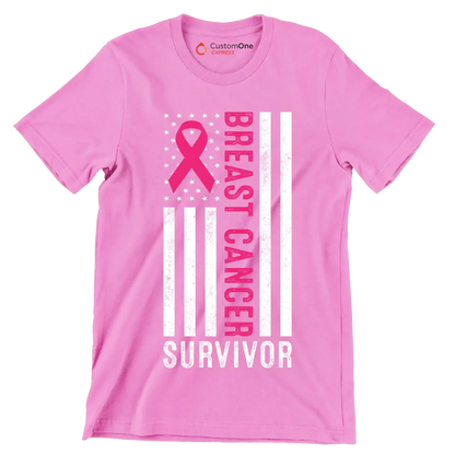 Breast Cancer Survivor - Breast Cancer Awareness T-Shirt-Pink-S-Custom One Express