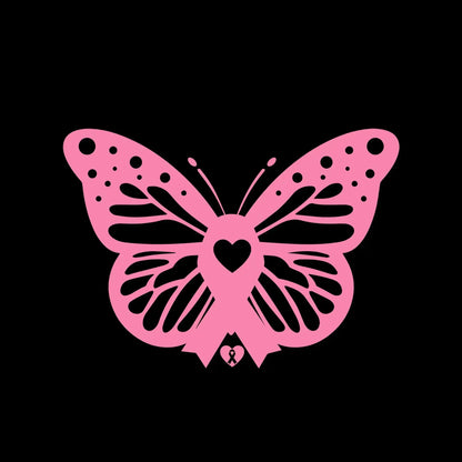 Breast cancer butterfly Pink ribbon - Breast Cancer Awareness T-Shirt-Black-S-Custom One Express